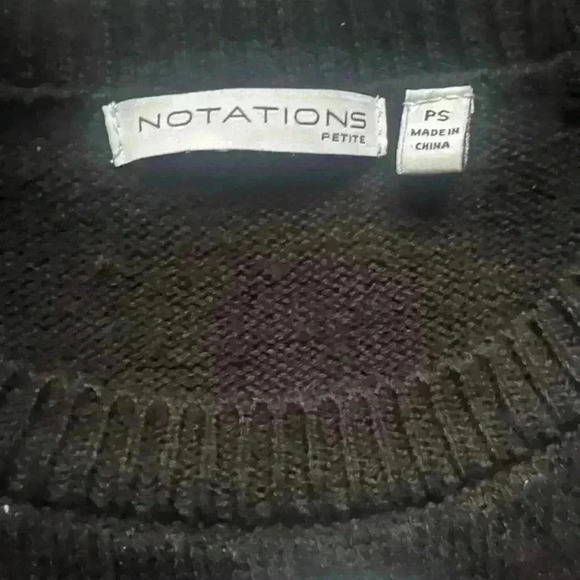 Notations Black Rudolph Reindeer Holiday Christmas Sweater Long Sleeves Size PS - Picture 3 of 7